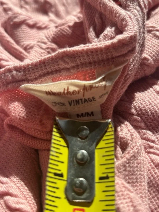 Weatherproof Vintage Pink Textured Knit Top M Button Front Cottagecore  Tee - Picture 6 of 8